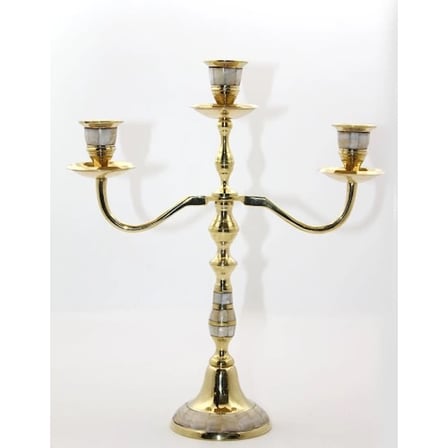 Pirinç Sedefli 3'lü Şamdan Model 2
