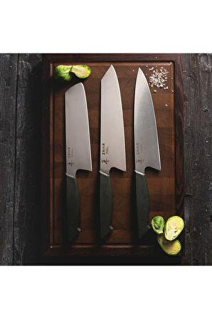 Zaika 3 Parça Şef Bıçakları Seti- 20 cm Şef, 21 cm Kiritsuke, 18 cm Nakiri