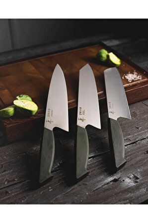Zaika 3 Parça Şef Bıçakları Seti- 20 cm Şef, 21 cm Kiritsuke, 18 cm Nakiri