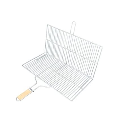 Premium Kamp Eşyası Et Pişirici Ocak Üstü Büyük Boy Mangal Izgarası - 50x30 cm - Ahşap Saplı