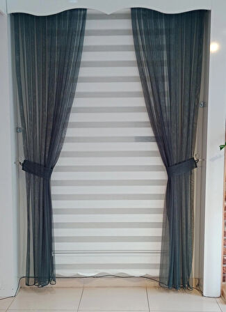 TÜL FON PERDE BATAKLIK YEŞİLİ 1/3 SIK PİLELİ DİKİM