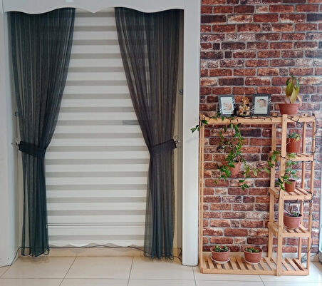 TÜL FON PERDE BATAKLIK YEŞİLİ 1/3 SIK PİLELİ DİKİM