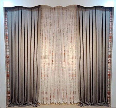 Gri Renk Fon Kadife Perde Çift Kanat 1/3 Sık Pileli Dikim V-44