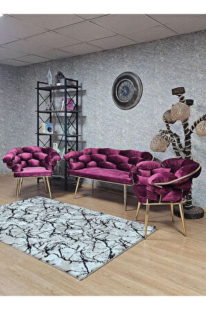 Gold Kaplama - Bordo Döşeme | Balon Çay Seti | Balkon Koltuk | Berjer | Balkon Çay Seti