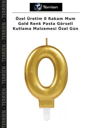 Özel Üretim 0 Rakam Mum Gold Renk Pasta Görseli Kutlama Malzemesi Özel Gün