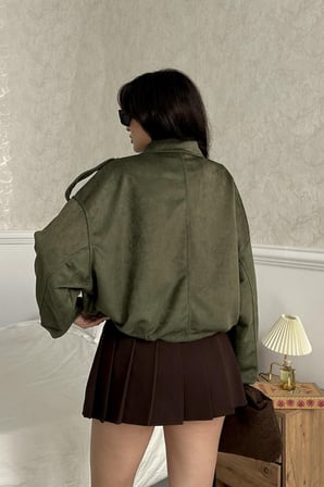 Prifaldi ZR Oversize HAKİ Süet Bomber Ceket