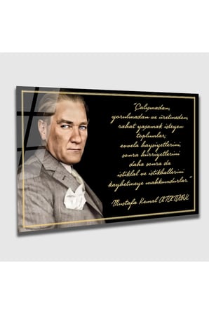 Atatürk Portresi Temperli Cam Tablo, Ev Ve Ofis Duvar Dekoru Hediyelik7