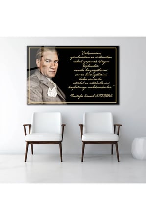 Atatürk Portresi Temperli Cam Tablo, Ev Ve Ofis Duvar Dekoru Hediyelik7