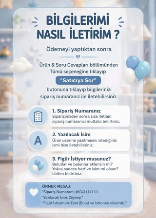 Kişiye Özel Harf İsimlik, Bebek & Çocuk Odası Dekoru, Bulut & Balon Figürlü 3D Harf / PLA Plastik