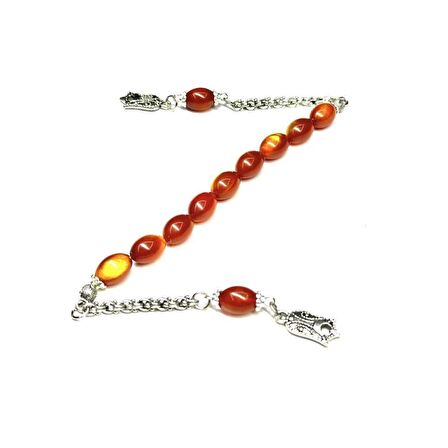Beyzi Model 8-11mm Sim Yaldızlı Sıkma Kehribar Zaza Tesbih