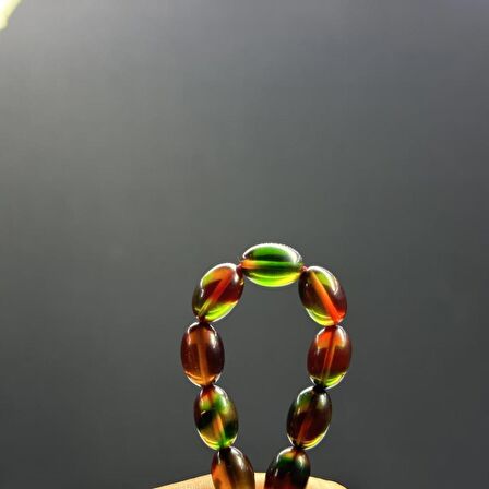 Badem Model 8-12mm Multicolor Renk Sıkma Kehribar Zaza Tesbih
