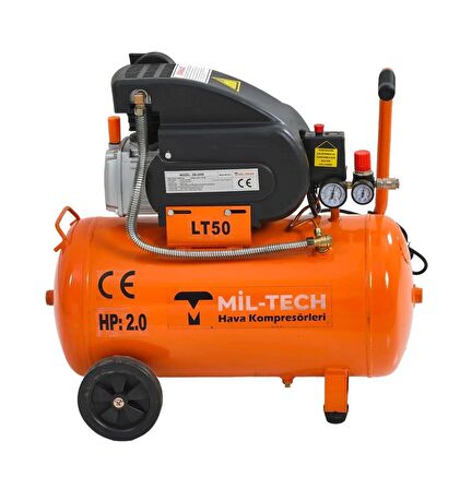 Mil-tech 50 Litre 2 Hp 8 Bar Hava Kompresörü