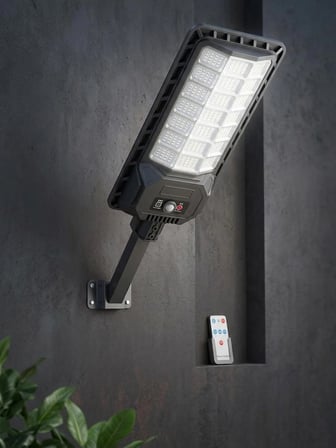 2000W Solar LED Projektör Güneş Enerjili Sensörlü - 336 LED Kumandalı Direkli Bahçe Sokak Aydınlatma