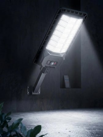 2000W Solar LED Projektör Güneş Enerjili Sensörlü - 336 LED Kumandalı Direkli Bahçe Sokak Aydınlatma