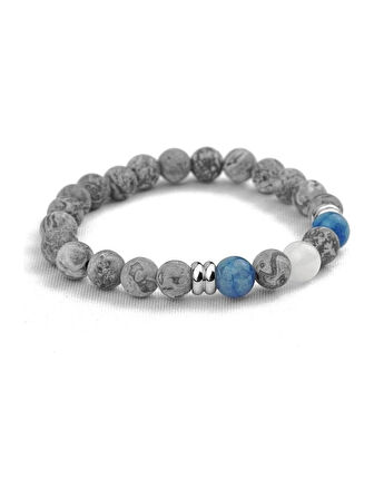 Alnis Atelier Gri Jasper, Ceyt ve Ay Taşı Doğal Taş Bileklik