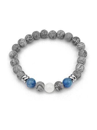 Alnis Atelier Gri Jasper, Ceyt ve Ay Taşı Doğal Taş Bileklik