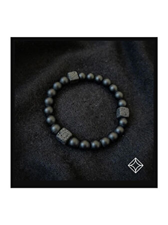 Alnis Atelier Küp Lav Taşı Ve Mat Oniks Doğal Taş Bileklik