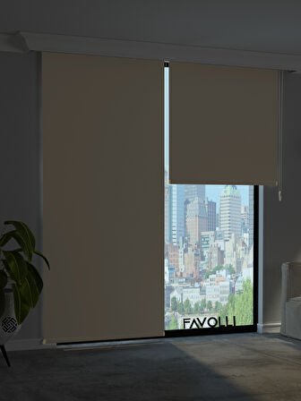 FAVOLLİ Krem Karartma Blackout Stor Perde Metal İthal Kasa Işık geçirmez