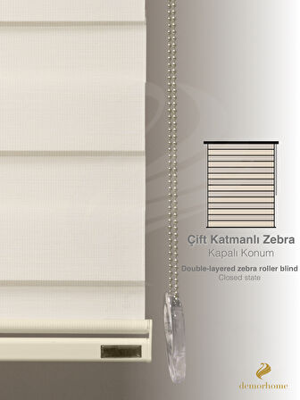 Demor Home Açık Krem Rengi Yüksek Kalite Bambu Zebra, Mekanize Perde
