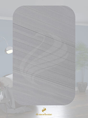 Demor Home Geniş Pliseli Açık Gri Zebra Stor Güneşlik Perde Metal Kasa