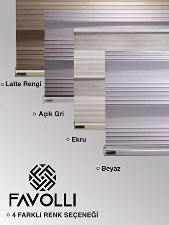 Favolli Geniş Pliseli Latte Rengi Zebra Perde Premium Dayanıklı Alüminyum Kasa