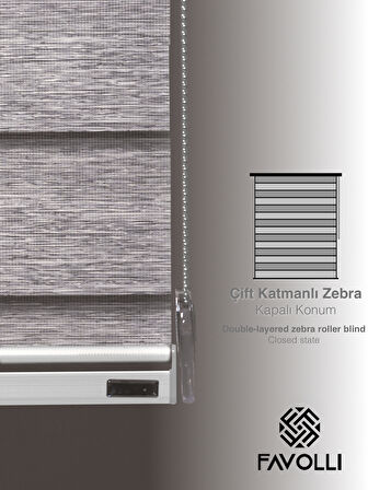 FAVOLLİ Açık Gri Eco Bambu Stor Zebra Perde A+ Kalite , Dayanıklı Alüminyum Kasa