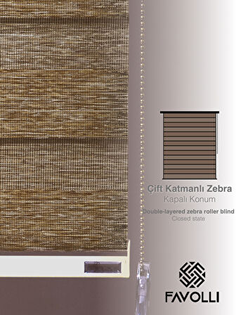 FAVOLLİ Kırçıllı Kahve Eco Bambu Stor Zebra Perde A+ Kalite , Dayanıklı Alüminyum Kasa