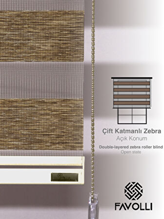 FAVOLLİ Kırçıllı Kahve Eco Bambu Stor Zebra Perde A+ Kalite , Dayanıklı Alüminyum Kasa