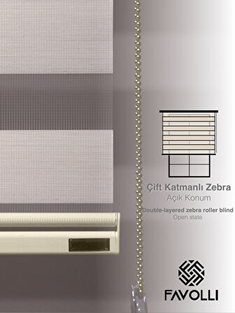 FAVOLLİ Krem Renk Eco Bambu Stor Zebra Perde A+ Kalite , Dayanıklı Alüminyum Kasa
