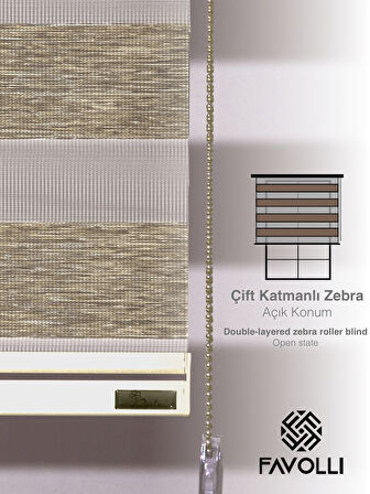 FAVOLLİ Vizon Renk Eco Bambu Stor Zebra Perde A+ Kalite , Dayanıklı Alüminyum Kasa