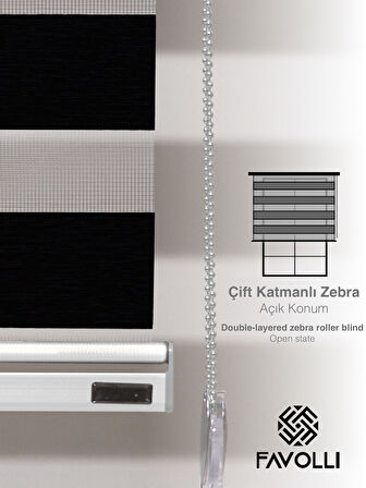 FAVOLLİ Siyah Renk Eco Bambu Stor Zebra Perde A+ Kalite , Dayanıklı Alüminyum Kasa