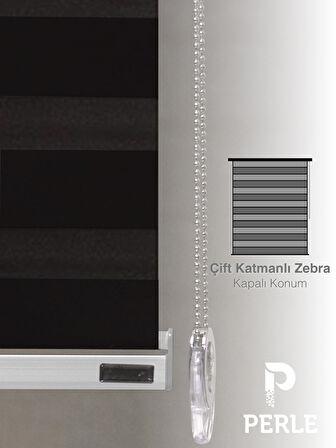 Perle Siyah Renk Bambu Stor Zebra Perde Yüksek Kalite Alüminyum Kasa