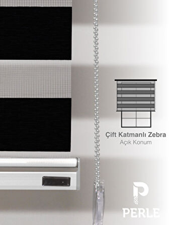 Perle Siyah Renk Bambu Stor Zebra Perde Yüksek Kalite Alüminyum Kasa