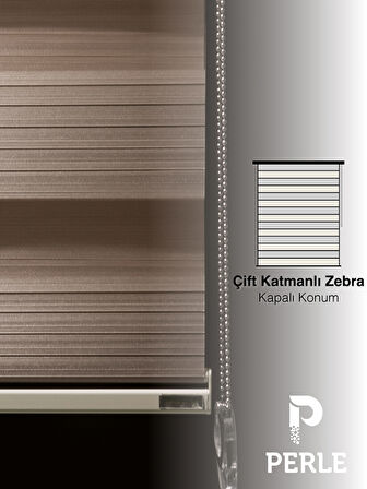 Perle Pliseli Sütlü Kahverengi Zebra Perde Yüksek Kalite Alüminyum Kasa