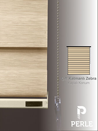 Perle Sahra Beji Renk Bambu Stor Zebra Perde Yüksek Kalite Alüminyum Kasa