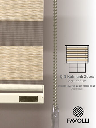 FAVOLLİ KUM BEJİ Renk Eco Bambu Stor Zebra Perde A+ Kalite , Dayanıklı Alüminyum Kasa