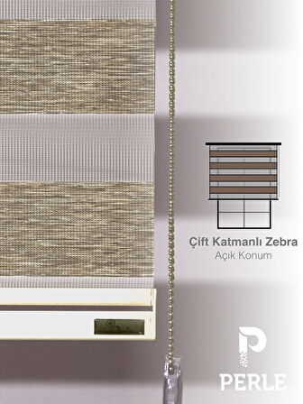 Perle Vizon Renk Bambu Stor Zebra Perde Yüksek Kalite Alüminyum Kasa
