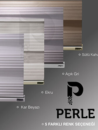 Perle Pliseli Sütlü Kahverengi Zebra Perde Yüksek Kalite Alüminyum Kasa