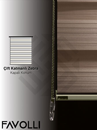 Favolli Geniş Pliseli Latte Rengi Zebra Perde Premium Dayanıklı Alüminyum Kasa