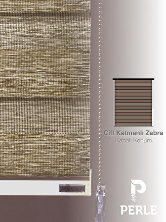 Perle Vizon Renk Bambu Stor Zebra Perde Yüksek Kalite Alüminyum Kasa