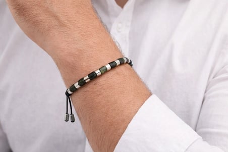 Alnis Atelier Jasper Doğal Taş Makrome Bileklik Ayarlanabilir Unisex Gerçek Doğal Taş Kadın Erkek Bileklik Enerji Taşı
