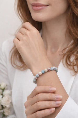Alnis Atelier Agalmatolit Doğal Taş Bileklik Kadın Minimal Doğal Taş Bileklik Zarif Taş Bileklik Günlük Şık Kadın Aksesuarı