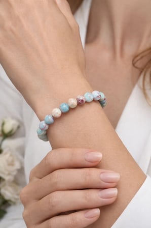 Alnis Atelier Agalmatolit Doğal Taş Bileklik Kadın Minimal Doğal Taş Bileklik Zarif Taş Bileklik Günlük Şık Kadın Aksesuarı