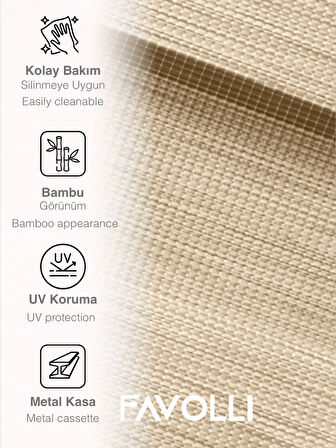 FAVOLLİ KUM BEJİ Renk Eco Bambu Stor Zebra Perde A+ Kalite , Dayanıklı Alüminyum Kasa