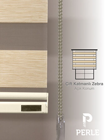 Perle Sahra Beji Renk Bambu Stor Zebra Perde Yüksek Kalite Alüminyum Kasa