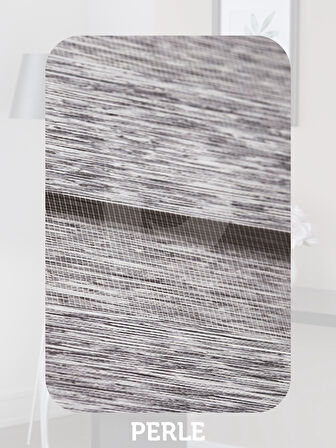 Perle Açık Gri Renk Bambu Stor Zebra Perde Yüksek Kalite Alüminyum Kasa