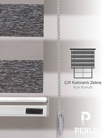 Perle Koyu Gri Renk Bambu Stor Zebra Perde Yüksek Kalite Alüminyum Kasa