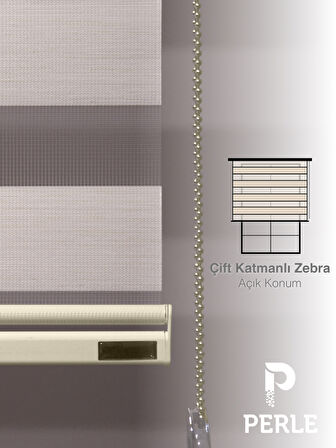 Perle Krem Renk Bambu Stor Zebra Perde Yüksek Kalite Alüminyum Kasa