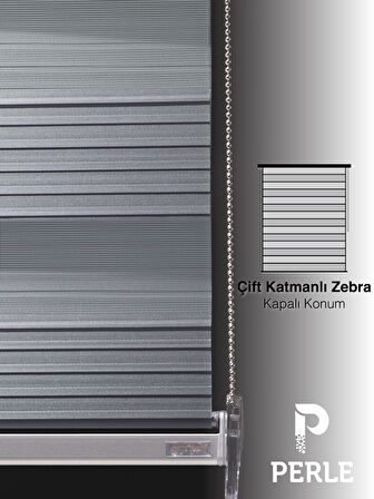 Perle Pliseli Açık Gri Renk Zebra Perde Yüksek Kalite Alüminyum Kasa