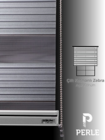 Perle Pliseli Açık Gri Renk Zebra Perde Yüksek Kalite Alüminyum Kasa